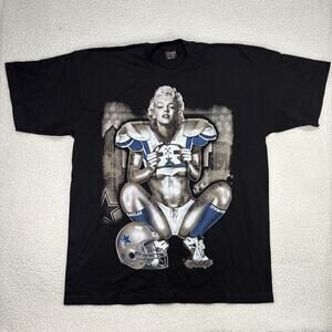 Vintage Marilyn Monroe Dallas Cowboys Mens 3XL Black T-Shirt Pro Tag NFL